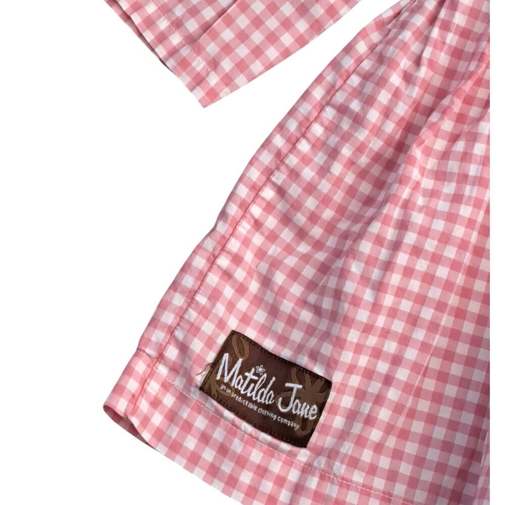Matilda Jane Girls  Home Grown Ginger Peasant Top Pink Gingham Shirt Size 4 - Picture 8 of 8